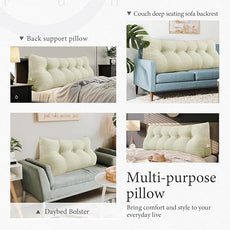 10 lbs Thickened Headboard Pillow Wedge Pillow Headboard Reading Pillow Bed for Comfortable Backrest Reading Triangular Pillow with Side Pocket Backrest Pillows for Sitting in Bed White Full