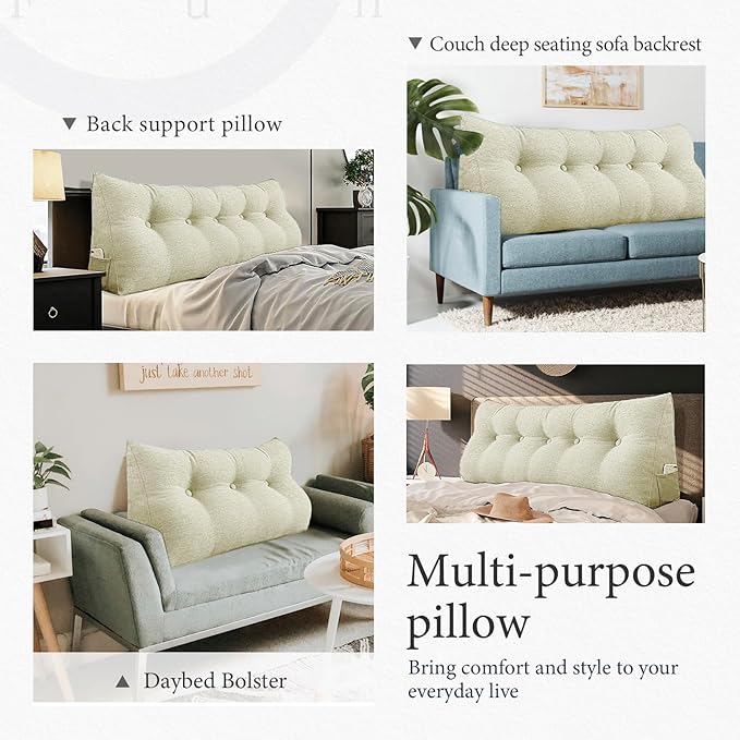 10 lbs Thickened Headboard Pillow Wedge Pillow Headboard Reading Pillow Bed for Comfortable Backrest Reading Triangular Pillow with Side Pocket Backrest Pillows for Sitting in Bed White Full