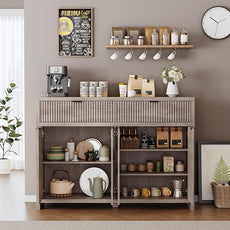 Fluted Sideboard Buffet Cabinet with Storage Drawers, 55