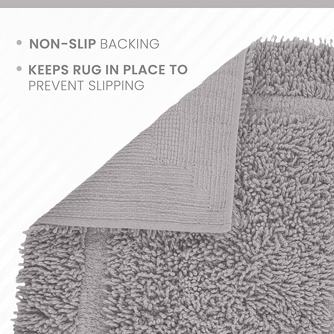 Martex 100% Cotton Ringspun Bath Rug | Super Soft | Super Absorbent | Essential Bathroom Rugs | Non-Slip Bath Mat | Quick Drying Bath Mat | Silver