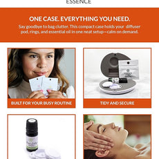 Essence Pearl Travel Case - Wearable Aromatherapy Kit with Nasal Diffuser Rings, Soaking Bay, and 5mL Essential Oil – Portable Wellness Gift Set for On-The-Go Self Care