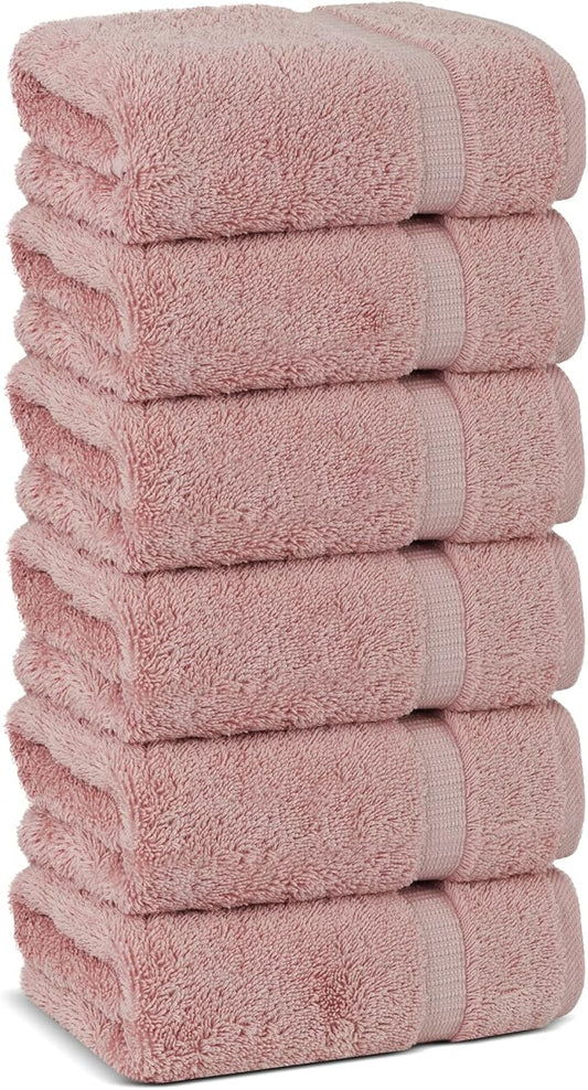 Chakir Turkish Linens | Hotel & Spa Quality 100% Cotton Premium Turkish Towels | Soft & Absorbent (6-Piece Hand Towels, Pink)