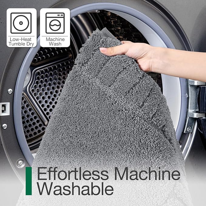 LUMI Bathroom Rugs Non Slip with Rubber Backing, Extra Soft Plush Microfiber Bath Rug Absorbent, Machine Washable Bath Mat Quick Dry for Tub, Shower, Hotel, Dark Grey, 20"x32"
