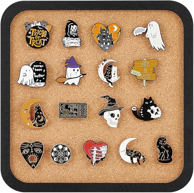 BENECREAT Pin Board Square Cork Board, 0.8inch Thick Bulletin Display Board Wall Mounted Cork Board for Brooch Pin Storage, Office Home Festival Wedding Decor, 7.8x7.8inch