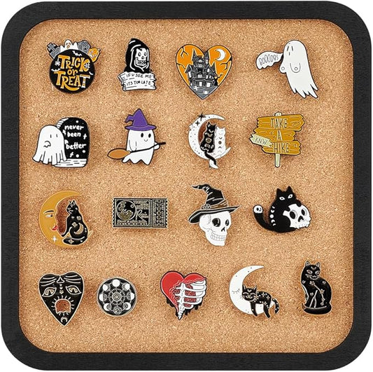 BENECREAT Pin Board Square Cork Board, 0.8inch Thick Bulletin Display Board Wall Mounted Cork Board for Brooch Pin Storage, Office Home Festival Wedding Decor, 7.8x7.8inch