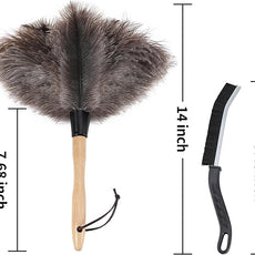 Soarer Ostrich Feather Duster - 14 inches Fluffy Handle Reusable Feather Duster 2pcs Cleaning Brush for Cleaning Supplies,Ceiling Fan, Crafts, Blinds, Furniture