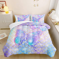 CVHOUSE Butterfly Comforter Set Full Size,Rainbow Mermaid Butterfliy Bedding Set for Kids Girls,Rainbow Mermaid Butterflies Quilt Set Butterfly Duvet Set Girl's Bedroom Decor 3 Pieces