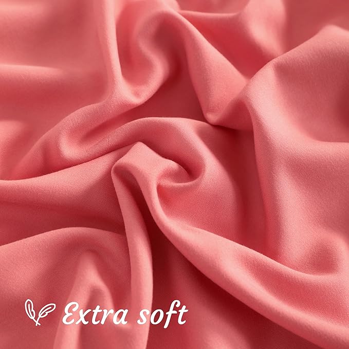 NTBAY King Pillow Cases Set of 2, 2 Pack Brushed Microfiber 20x36 Pillow Cases, Soft, Wrinkle, Fade, Stain Resistant Coral Pink Pillow Cases with Envelope Closure, 20x36 Inches, Coral Pink