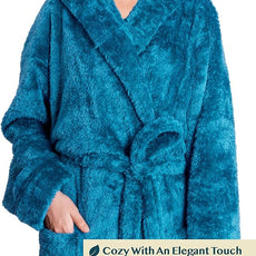 PAVILIA Women Hooded Plush Soft Robe | Fluffy Warm Fleece Sherpa Shaggy Bathrobe