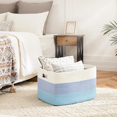 Blanket Basket,Rectangle Woven Baskets for Storage,65L Laundry Basket for Decorative Nursery Blanket,Toys,Dirty Clothes and Magazine in Shelves,Baby Room,and Living Room