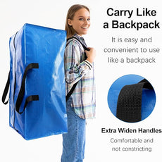 6 Pack Heavy Duty Extra Large Moving Bags W/Backpack Straps - Strong Handles & Zippers, Storage Totes For Space Saving, Fold Flat, Alternative to Box and Bin (40 gal, Multicolor)