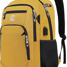 Laptop Backpack,Business Travel Anti Theft Slim Durable Laptops Backpack with USB Charging Port,Water Resistant College Computer Bag for Women & Men Fits 15.6 Inch Laptop and Notebook-Yellow