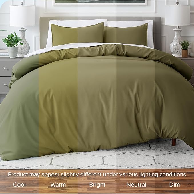Bare Home Bedding Duvet Cover King Size - Premium 1800 Super Soft Collection - Lightweight, Cooling - Soft Breathable Bedding Duvet Cover (King, Olive)
