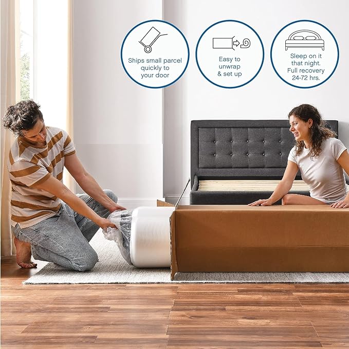 Cool Gel 12 Inch Twin XL Mattress Memory Foam Medium Firm, Gel Memory Foam Mattress Twin XL Cooling, Made in the USA, 12" Depth with Pressure Relief, CertiPUR-US Certified Fiberglass Free, Bed