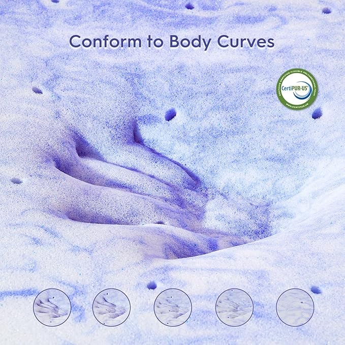 ELEMUSE 2 Inch Ventilated Design Memory Foam Cal King Size Mattress Topper,Cooling Gel Infused Swirl Foam Pad for Pressure Relief Back Pain,Bed Topper for Body Support, CertiPUR-US Certified
