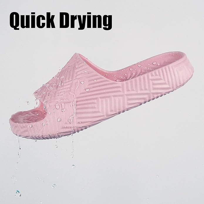 Weweya Slides for Women and Men - Bathroom Shower Shoes - Non Slip House Slippers - Lightweight Beach Sandals