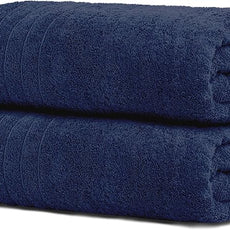 Tens Towels Pack of 2 Extra Large Bath Sheets 35 x 70 Inches, 100% Cotton, Larger & Lighter Weight, Quicker to Dry, Super Soft & Absorbent, Oversized Bath Towels, Navy
