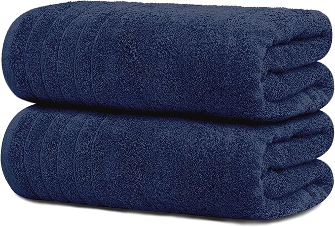 Tens Towels Pack of 2 Extra Large Bath Sheets 35 x 70 Inches, 100% Cotton, Larger & Lighter Weight, Quicker to Dry, Super Soft & Absorbent, Oversized Bath Towels, Navy