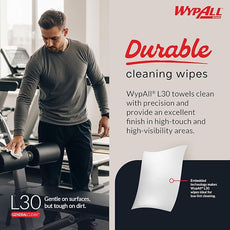 WypAll GeneralClean L30 Cloths Heavy Duty Cleaning Wipes (05812), Quarterfold, Strong and Soft Bulk Paper Wipers, White (12 Packs of 90 Sheets, 1,080 Sheet Total)