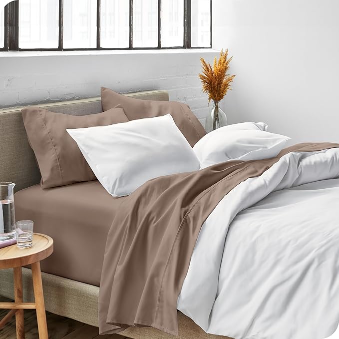 Bare Home Twin XL Sheet Set - College Dorm Size - Luxury 1800 Ultra-Soft Microfiber Twin Extra Long Bed Sheets - Deep Pockets - Easy Fit - Extra Soft - 3 Piece Set - Bed Sheets (Twin XL, Taupe) BareHome