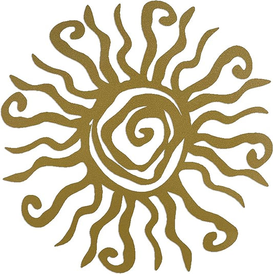 Riverside Designs Wacky Sun Metal Wall Art Indoor/Outdoor Decor - 30" Gold Rust Proof Wall Sculpture - Made in USA - Ideal for Bedroom, Garden, Home, Patio and Farmhouse