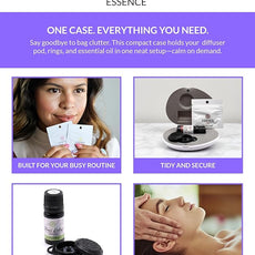 Essence Pearl Travel Case - Wearable Aromatherapy Kit with Nasal Diffuser Rings, Soaking Bay, and 5mL Essential Oil – Portable Wellness Gift Set for On?The?Go Self Care