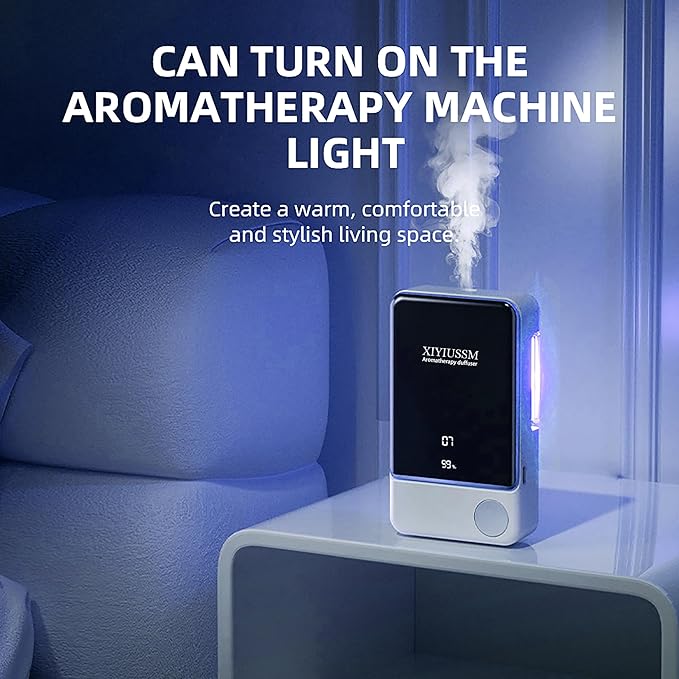 Waterless Essential Oil Diffuser for Home & Office Cordless Battery Operated Aroma Diffuser with 7 Mist Levels, Ultrasonic Air Freshener for Large Rooms Bedroom Bathroom Car Small & Portable