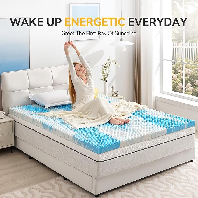 SINWEEK 2 Inch Egg Crate Memory Foam Mattress Topper Twin XL, Twin Extra Long Mattress Pads for College Dorm Single Bed, Pressure Relieve CertiPUR-US Certified,39x80 Inches, Blue