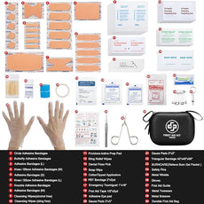 Mini First Aid Kit - 150 Piece Small Waterproof Hard Shell Medical Kit for Home, Car, Travel, Camping, Truck, Hiking, Sports, Office, Vehicle & Outdoor Emergencies (Black)