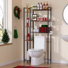 Over Toilet Bathroom Organizer, 7-Tier Study Metal Toilet Storage Shelf for Toilet Paper, Towels, Toiletries, Easy Assembly, Freestanding, Perfect for Small Space, Apartment, Dorm, Powder Room