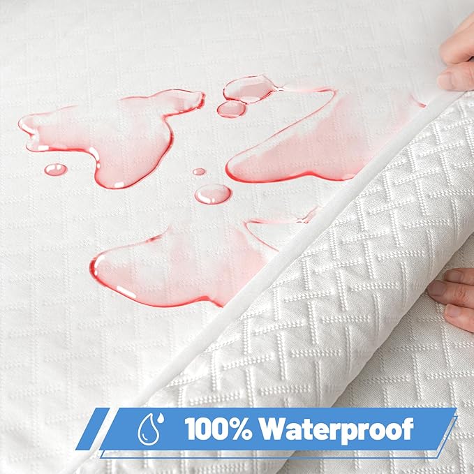 Premium Bamboo Mattress Protector – Twin Size, Waterproof, & Ultra Soft Breathable Noiseless Washable Bed Mattress Cover for Comfort & Protection MC02TWIN-T
