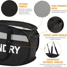 Collapsible Laundry Baskets, Tear-proof Dirty Clothes Hampers for Laundry, Foldable Laundry Basket with Dual Handles, Easy to Carry Pop Up Hamper for Bedroom, Bathroom, Dorm, Laundry Room Black