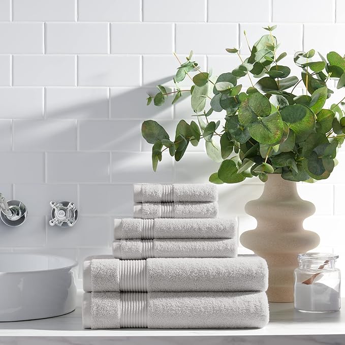 Arkwright Bath Towels Set of 4 - (Bulk Case of 24) Super Soft 100% Cotton, 600 GSM Quick Dry & Absorbent, Luxury Bathroom Essentials for Hotels, Spa, Hosts, and Vacation Rentals, Titanium Grey
