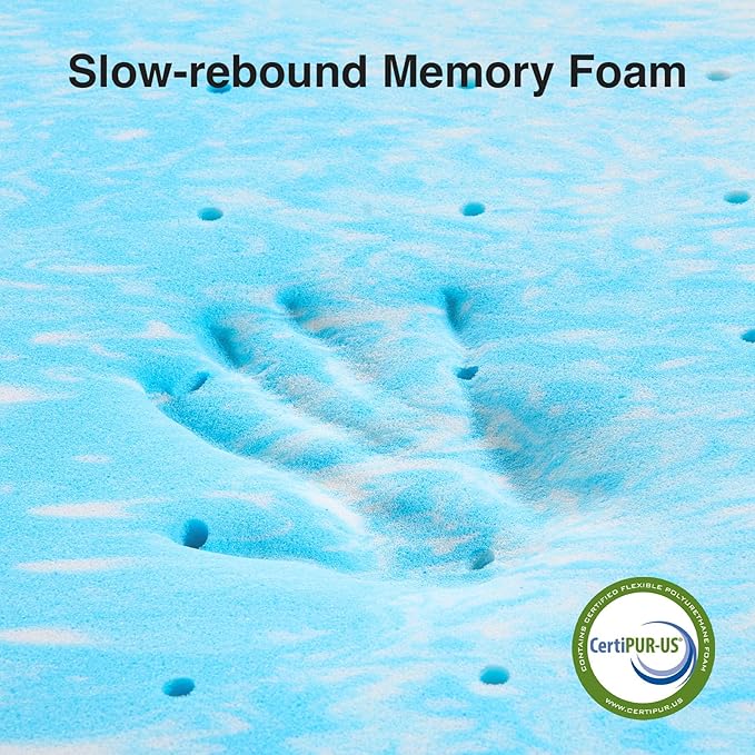 Novilla Memory Foam Mattress Topper Queen - 2 Inch Cooling Gel Infused Memory Foam | Slow-Rebound Pressure Relief | CertiPUR Certified | Comfort for Sleeper Sofa, RV, Camper, Dorm Room