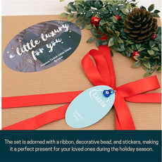 Luzia Christmas Towel Set | Ivory Color | Includes 1 Bath and 1 Hand Towel with Embroidered Designs and 2 Plain Washcloths | Presented in A Beautiful Craft Box