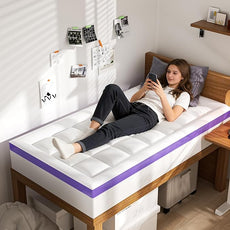 Dual Layer Memory Foam Twin XL Mattress Topper - 2 Inch Gel Egg Crate Foam and 2 Inch Cooling Pillow Top Cover Rayon, Twin Extra Long College Dorm Support