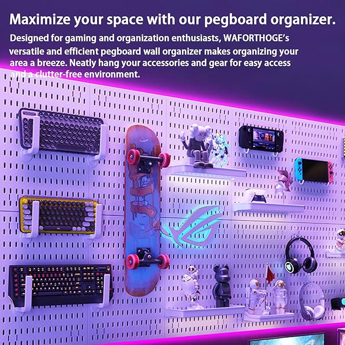 Revamp Your Space With A Versatile Pegboard Kit - Effortlessly Organize Home, Office, And Gaming Setup With Customizable Hanging Solutions (White)