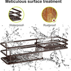 Orimade Over the Door Shower Caddy Adjustable 5 Tier Bronze,Bathroom Hanging Organizer Shelf Rustproof with 4 Hooks,Shower Basket with Soap Holder and Suction Cup