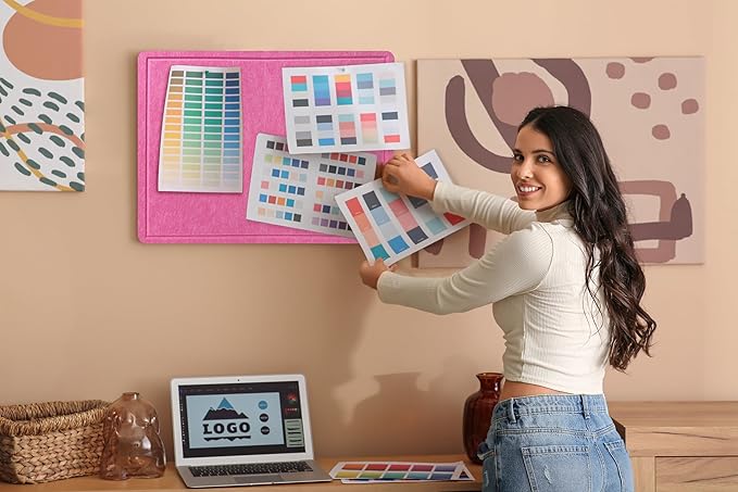 Large Bulletin Board - Foldable 24x18 Inches Cork Board Alternative with 20 Push Pins, Self-Adhesive Felt Bulletin Board for Wall, Home Office Classroom Decor