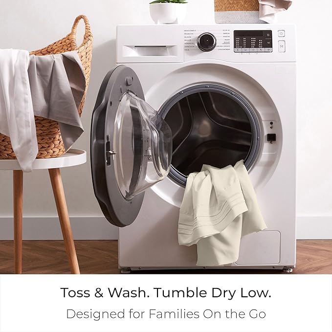 Mellanni King Sheet Set - 6-Piece Iconic Collection Bedding, (Including 4 Pillowcases), 16-Inch Deep Pocket, Easy Care, Extra Soft, Cooling Sheets, Brushed Microfiber - Golden Ivory