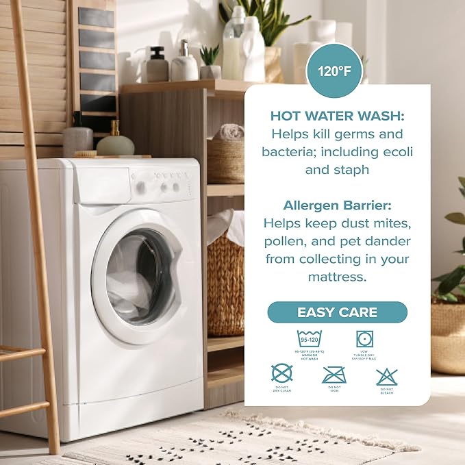 Bare Home Full Extra Long Size Mattress Protector - 100% Waterproof & Breathable - Premium Cooling Mattress Cover - Protects Against Spills - Vinyl Free - Protect Your Mattress (Full XL, White)