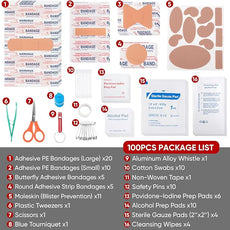 PTEROMY 100 Piece Mini First Aid Kit, Portable Small Emergency Kits Compact 1st Aid Kit for Car, Travel, Home, Camping, Outdoor, Hiking