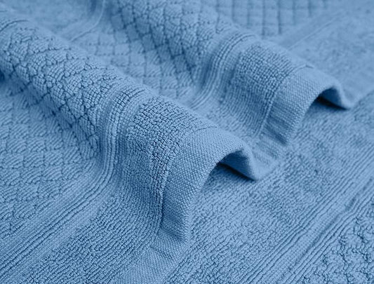 Avalon Towels Light Blue Bath Mat - 100% Cotton Set of 2 Absorbent Bathmat - Bathroom Mats Quick Dry Bath Mats for Bathrooms (22x34 Inches)