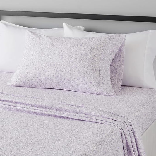 Amazon Basics Lightweight Super Soft Easy Care Wrinkle Free Microfiber 3 Piece Bed Sheet Set with 14-Inch Deep Pockets, Twin, Lavender Paisley, Floral, Kids, Men & Women Bedding AmazonBasics