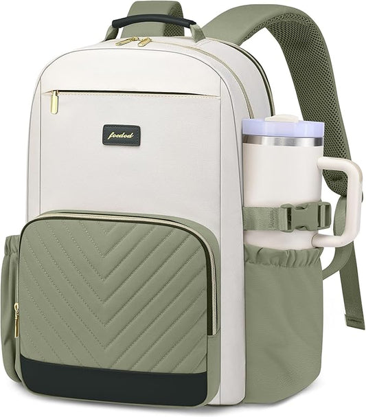 Laptop Backpack for Women Bookbag: 15.6 inch Work School Backpacks with Pouch Pocket for Large Capacity Cup & USB Charger College Book Bag Travel Business Nurse Teacher Bookbags Anti-theft Back Pack