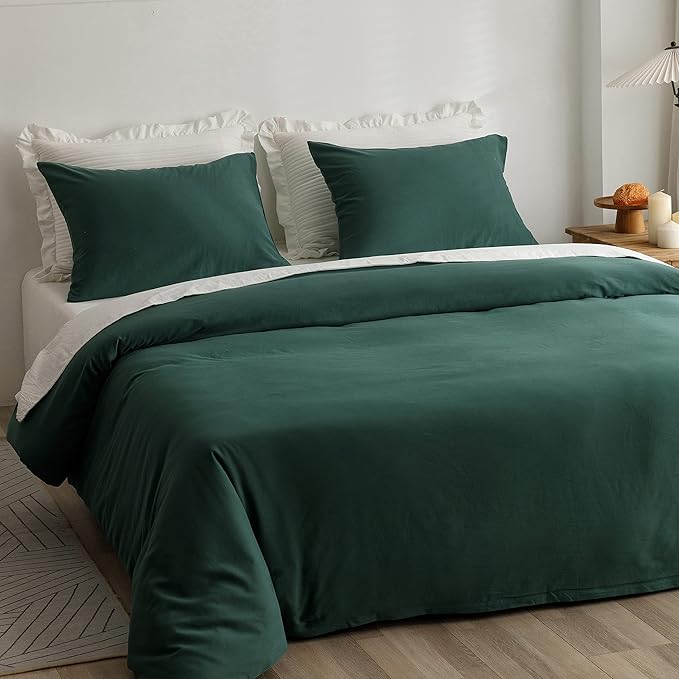 HeimenAogo Egyptian Cotton Duvet Cover Set Twin/Twin XL, Ultra Soft and Breathable Comforter Cover with Zipper Closure, High Thread Count Long Staple Cotton Blanket Cover 2Pcs, Silver Pine