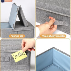 punemi Under Bed Storage With Lids, 2 Pack Large Underbed Storage Containers Clothes W/ 3 Handles, Foldable Low Profile Stackable Drawer Organizer Bins Box for Blanket Shoe Bedroom, 31.1*15.7*6inch