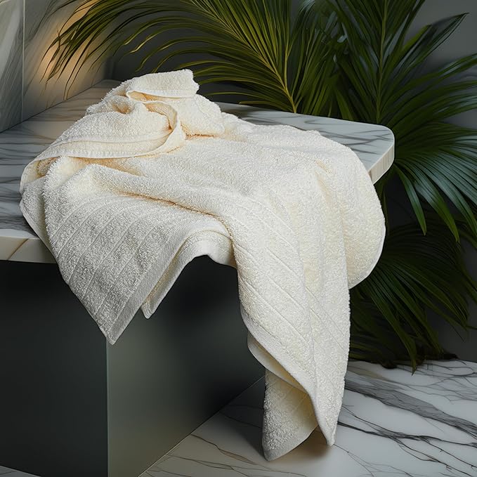 Tens Towels Pack of 2 Extra Large Bath Sheets 35 x 70 Inches, 100% Cotton, Larger & Lighter Weight, Quicker to Dry, Super Soft & Absorbent, Oversized Bath Towels, Cream