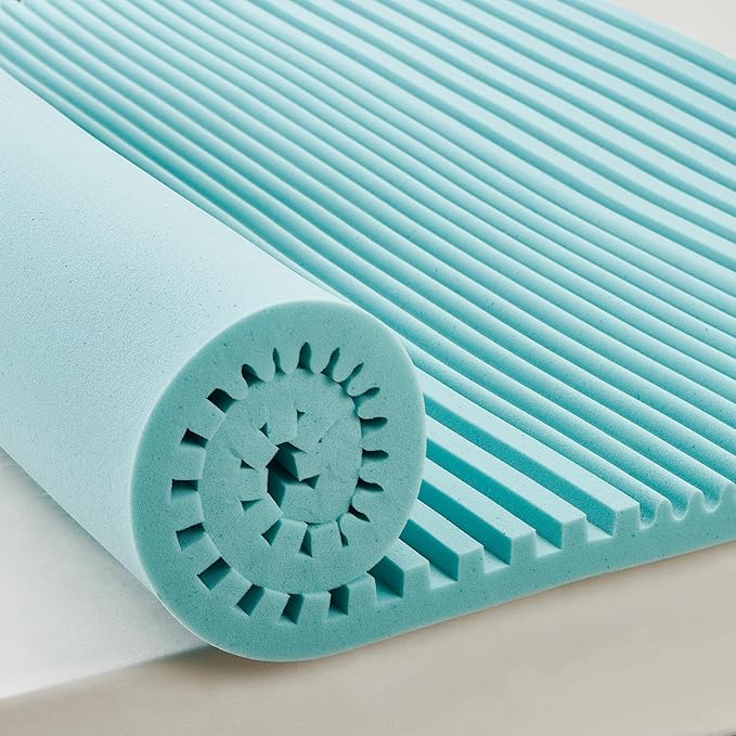 2 Inch Cooling Gel Memory Foam Mattress Topper Full Size, 5-Zone Back Pain Relief Bed Topper, Orthopedic Pressure Relief Mattress Pad, Wave and Cube Ventilated Design, CertiPUR-US Certified