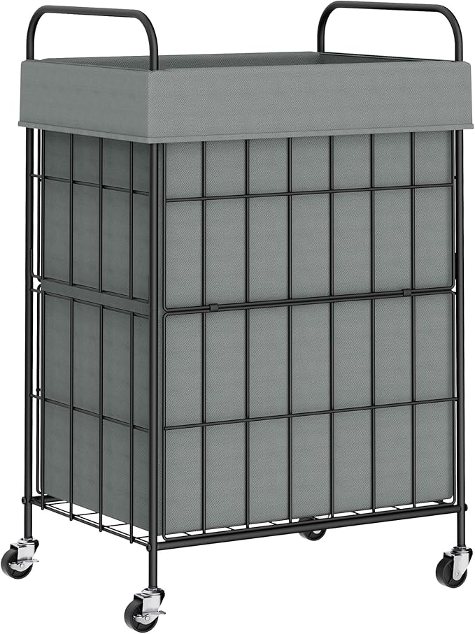 Laundry Hamper with Wheels, 90L Laundry Basket with Handle, Laundry Sorter with Removable Liner Bag